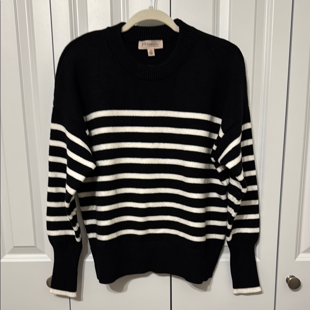 Philosophy Black and White Striped Sweater-L